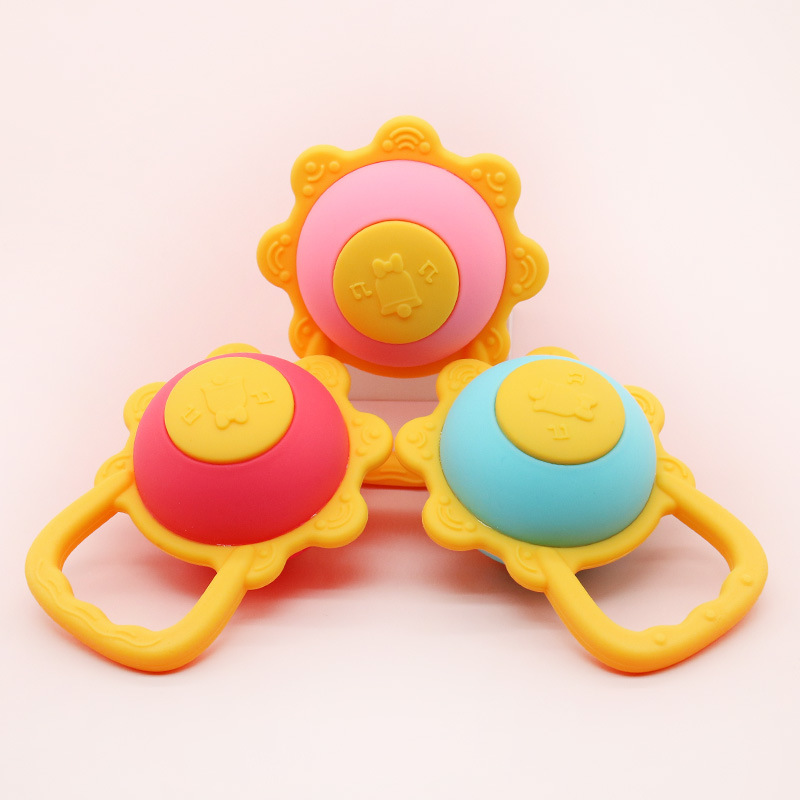 Hand hold sun drum baby tooth glue molar stick baby toy ring bell glow bite