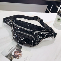 Sports Fanny pack men and women 2018 new sequin Fanny pack multi-function large capacity cashier bag mobile phone money business bag