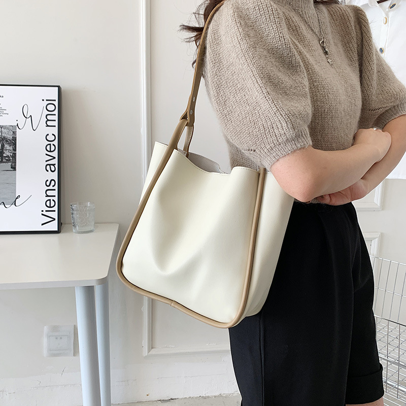 Vintage Tote Bag for Women 2022 New spring fashion casual handbag for women large capacity one shoulder Bucket bag