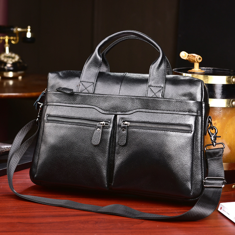Men's Business leather Briefcase One shoulder crossbody Bag Large capacity fashion casual laptop handbag