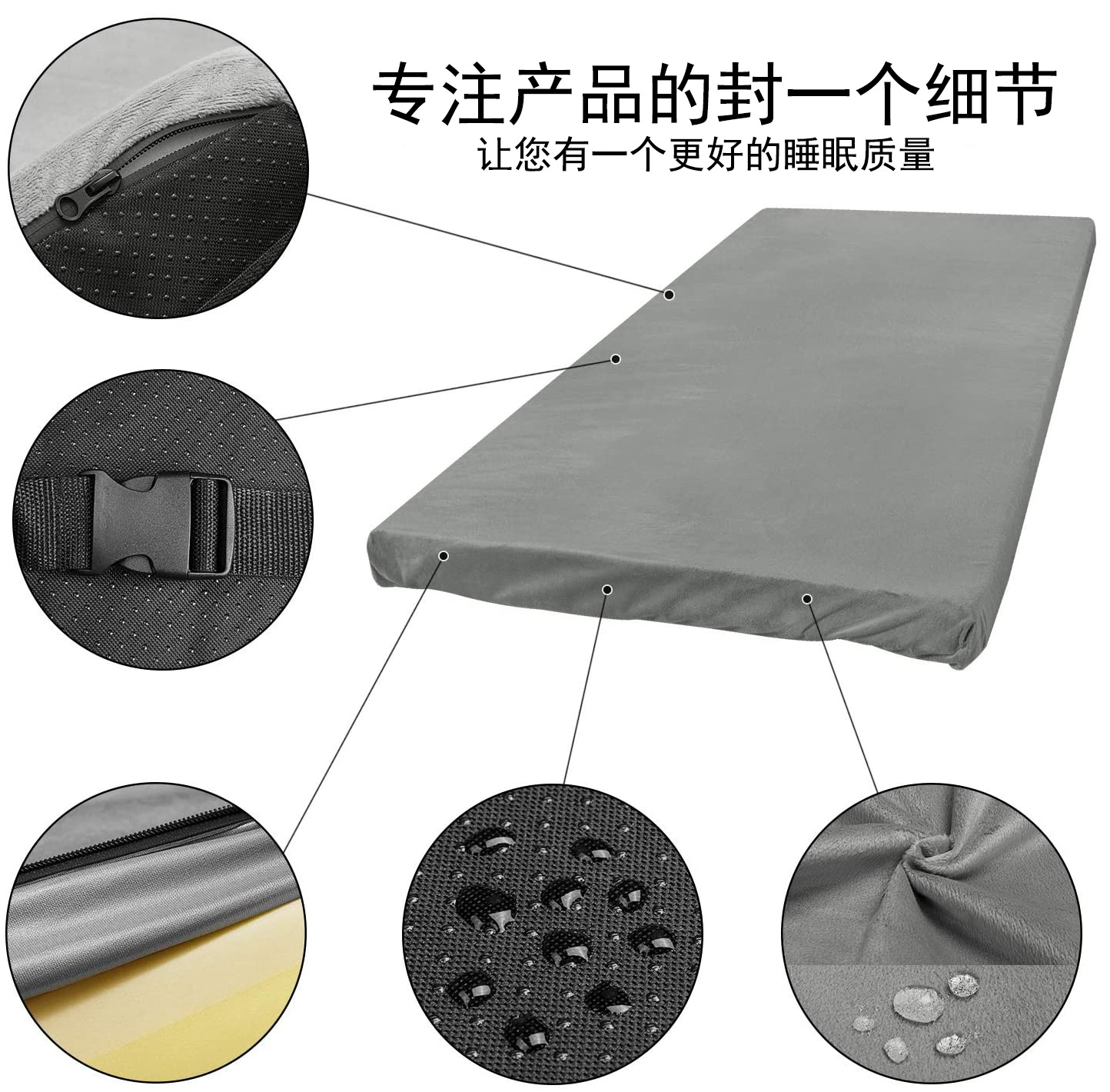 Portable waterproof outdoor camping sponge mattress, sponge foam mattress, memory foam mattress Item Picture