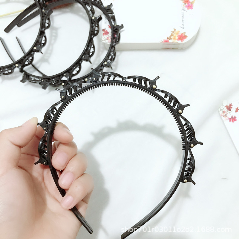 韩版时尚镂空多层编织刘海发箍分区小夹子编发器网红束发发箍发饰