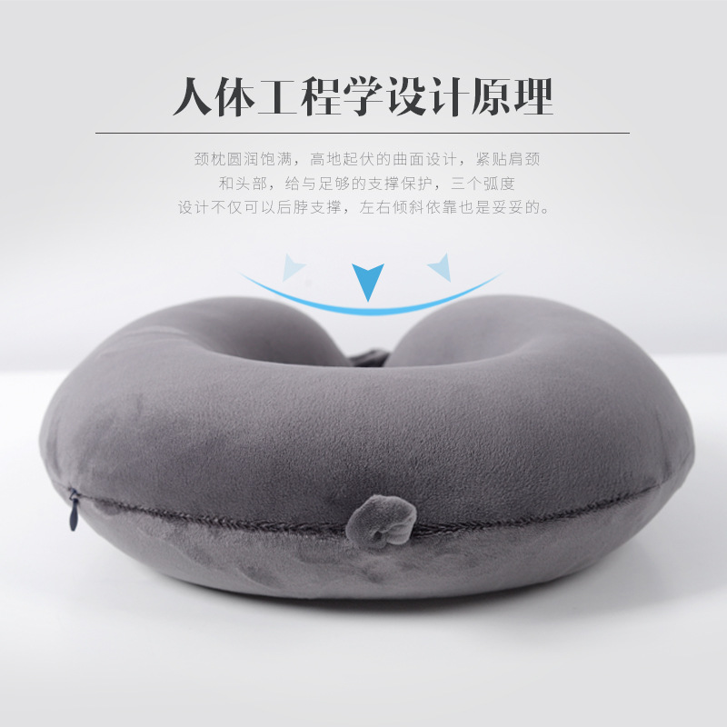 Factory direct sales of plain spandex U-shaped pillows and creative memory foam nap neck pillows wholesale Specification drawing