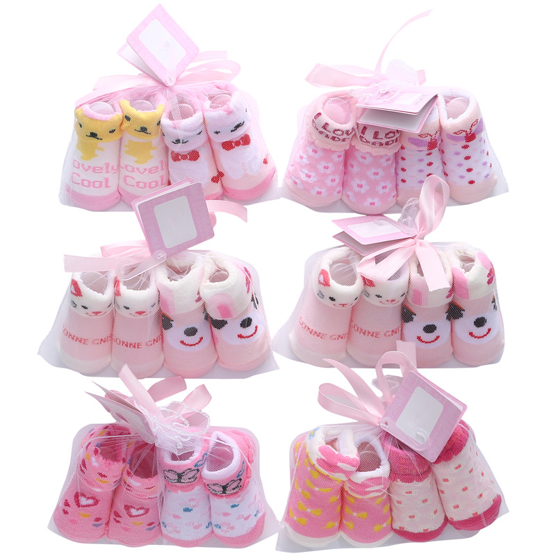 Factory direct cotton cute Princess baby socks set cartoon letter polka dot baby socks set