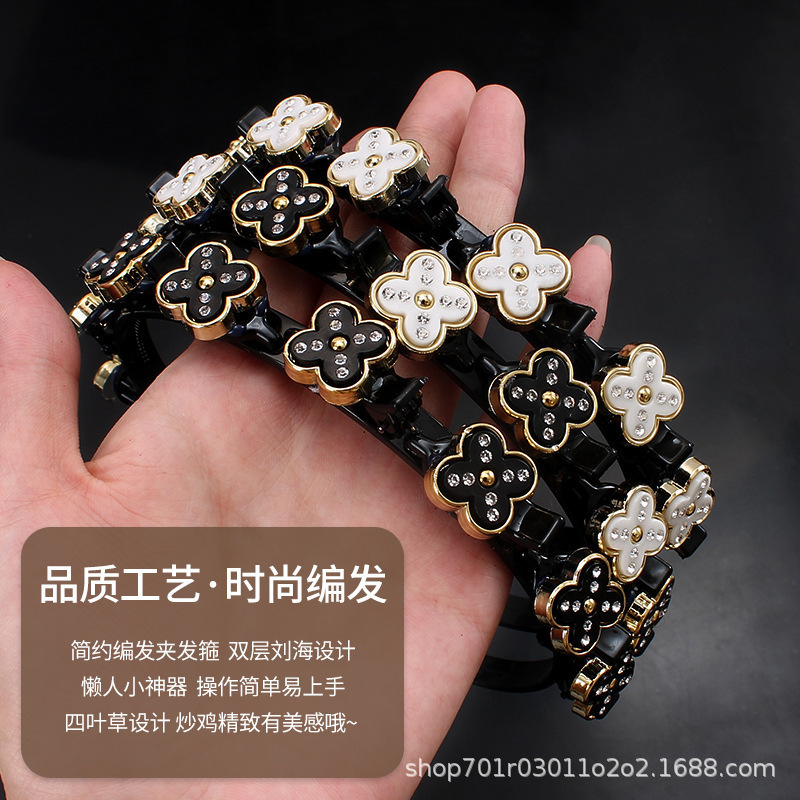 Korean-style fashionable multi-layered woven pearl hair bands with compartments, small braided hair clamps, and trendy hair tie hair accessories Specification image