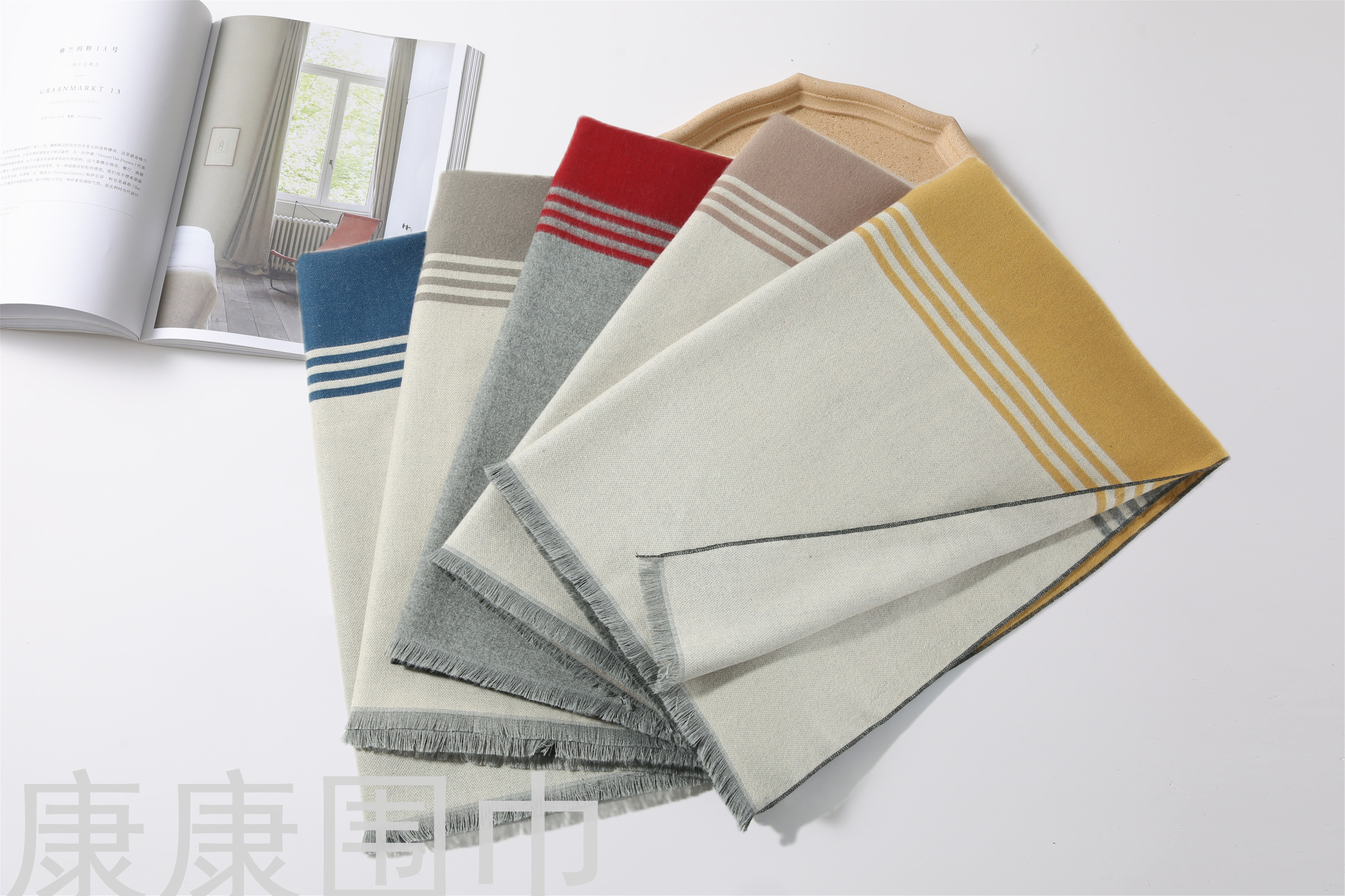 Extra thick wool scarf for women 2022 Autumn/Winter new fashion warm rainbow shawl for girls thumbnail