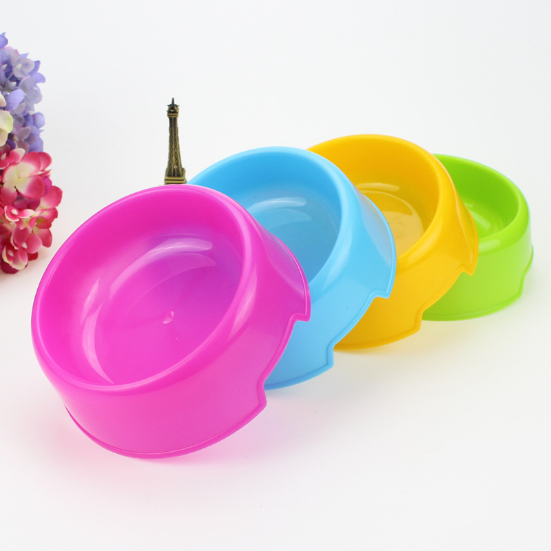 Wholesale economical plastic pet bowls, candy-colored dog bowls, round single bowls, cat bowls, food bowls, pet food utensils, rice bowls details Picture