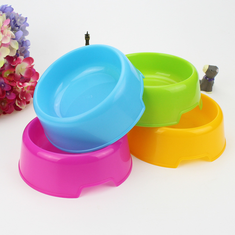 Wholesale economical plastic pet bowls, candy-colored dog bowls, round single bowls, cat bowls, food bowls, pet food utensils, rice bowls Specification image