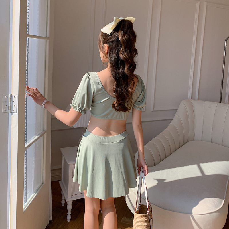 Swimsuit and women's skirt style split, conservative and slimming, more stylish than Instagram student's small chest, gathering girls to soak in hot springs new swimsuit Specification image