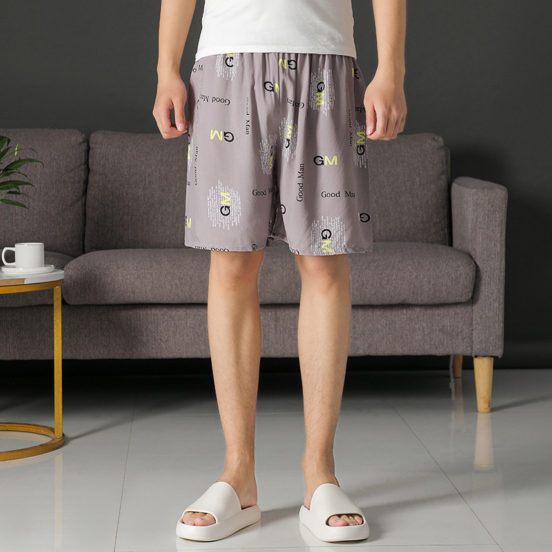 Men's summer cotton silk shorts, capri pants, large size, loose, casual, breathable pajama pants, thin outerwear, mid-length pants, artificial cotton Application Scenario