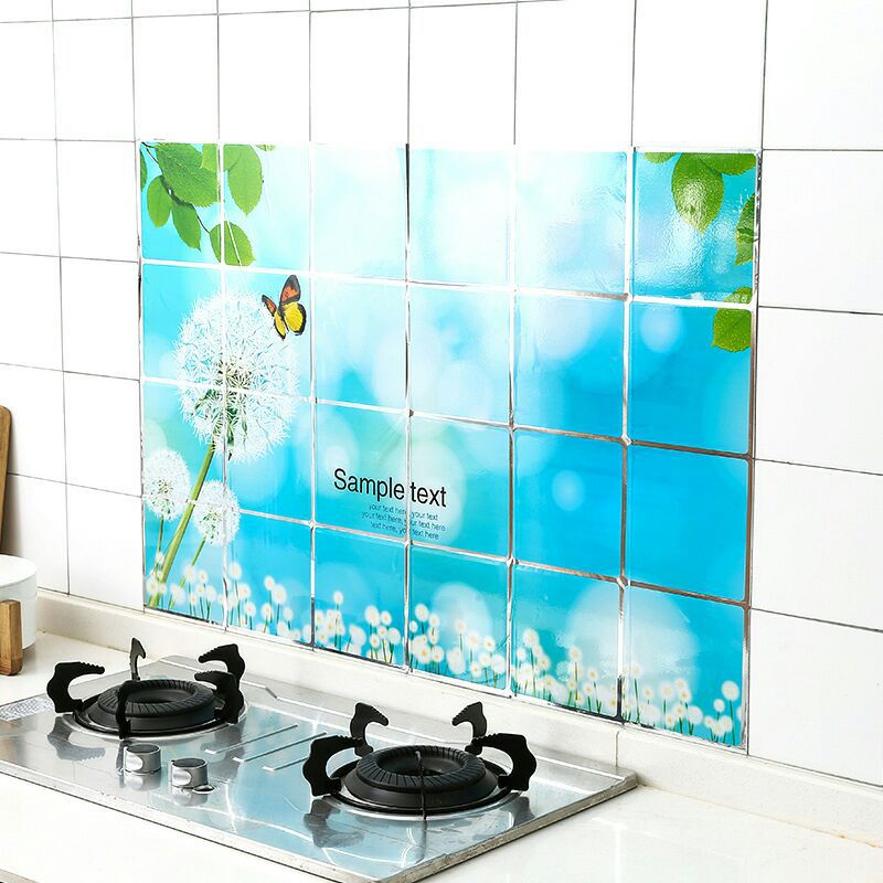 60X90防油烟贴纸厨房油贴立体装饰墙贴 防水防油耐高温瓷砖贴批发