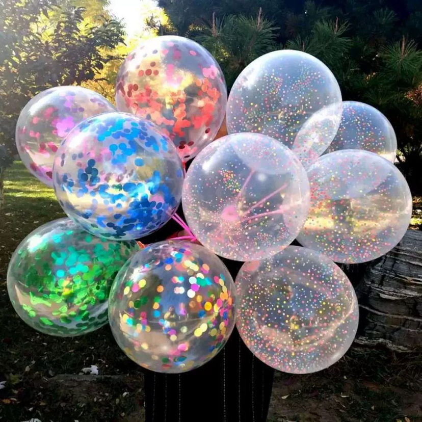 网红气球摆摊夜市透明亮片气球批发地推加厚透明魔力气球泡沫气球