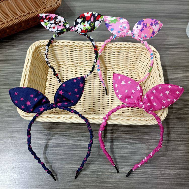 Rabbit ear hair bands, cute hairpins, fabric hair clips, student dressing and decoration, children's hair clips, one-yuan accessories, general merchandise Specification image