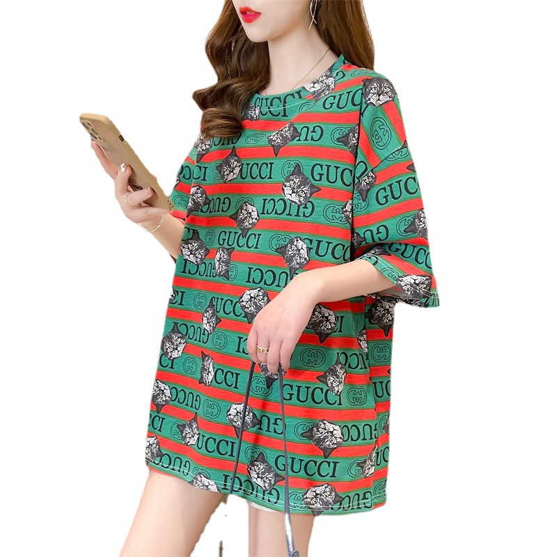 Wholesale of 2022 new loose summer T-shirts for casual and fashionable women's wear, trendy Korean style slimming student short-sleeved ins women's wear Item Picture