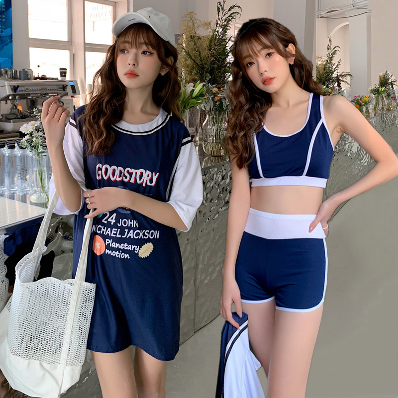 The 2022 new sporty three-piece set for women is a conservative, slimming, loose and sun-protective student swimsuit details Picture