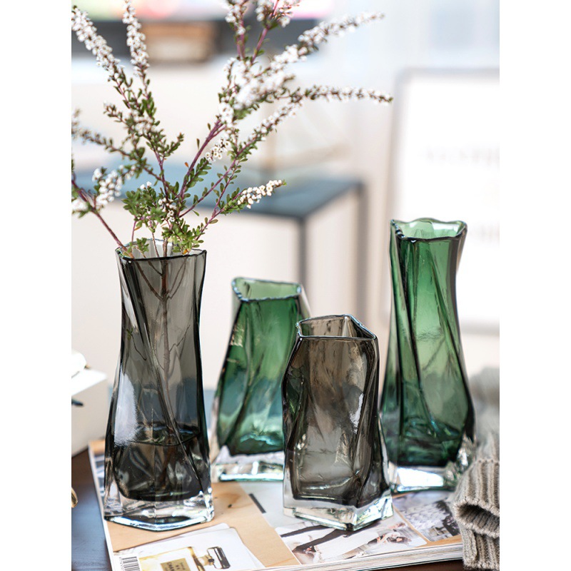 欧式简约创意几何玻璃花瓶客厅水养插花干花鲜花花瓶餐桌装饰摆件图
