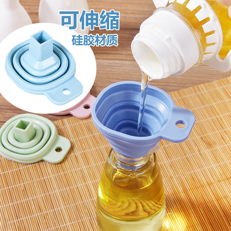 Creative folding fan you retractable funnel kitchen supplies silicone funnel household liquid separation oil funnel