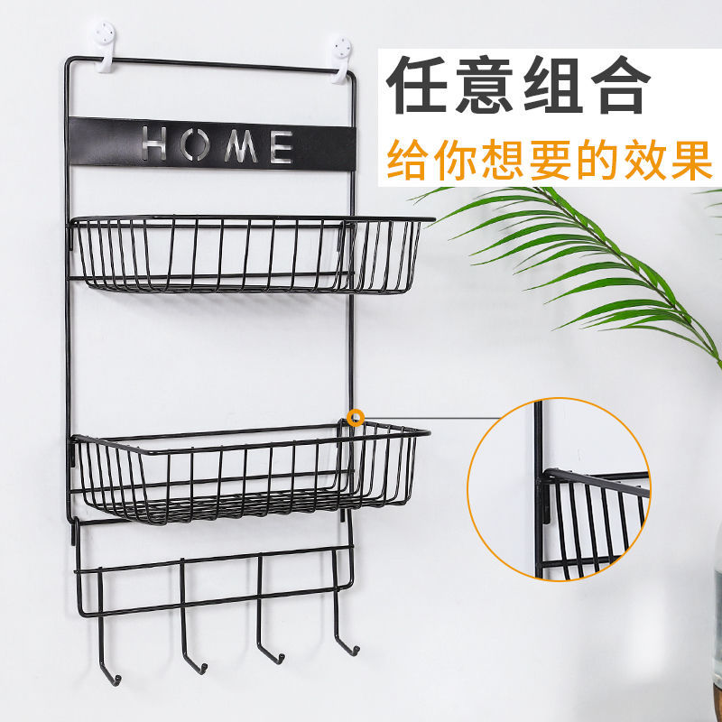 Kitchen storage rack, refrigerator side hanging rack, household comprehensive wall-mounted condiments, cling film, bathroom non-drilling storage rack details Picture