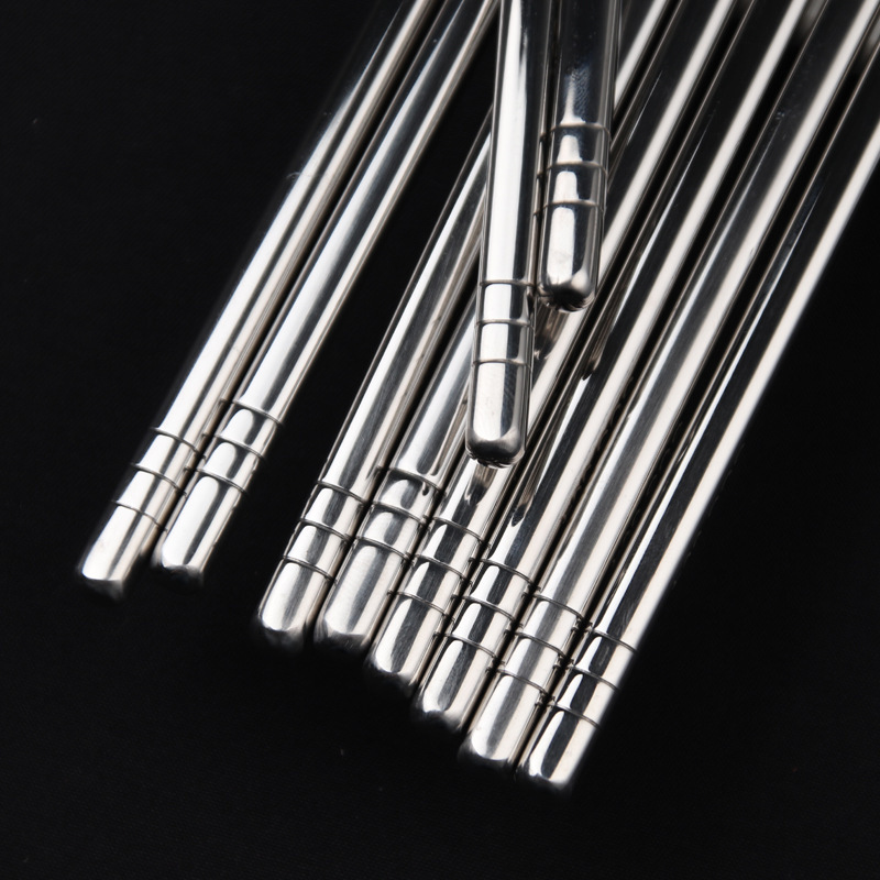 SUS 304 STAINLESS STEEL TABLEWARE CHOPSTICKS SIX RING PRIMARY COLOR LASER RIBBON 6.5CM HOUSEHOLD STAINLESS STEEL CHOPSTICKS