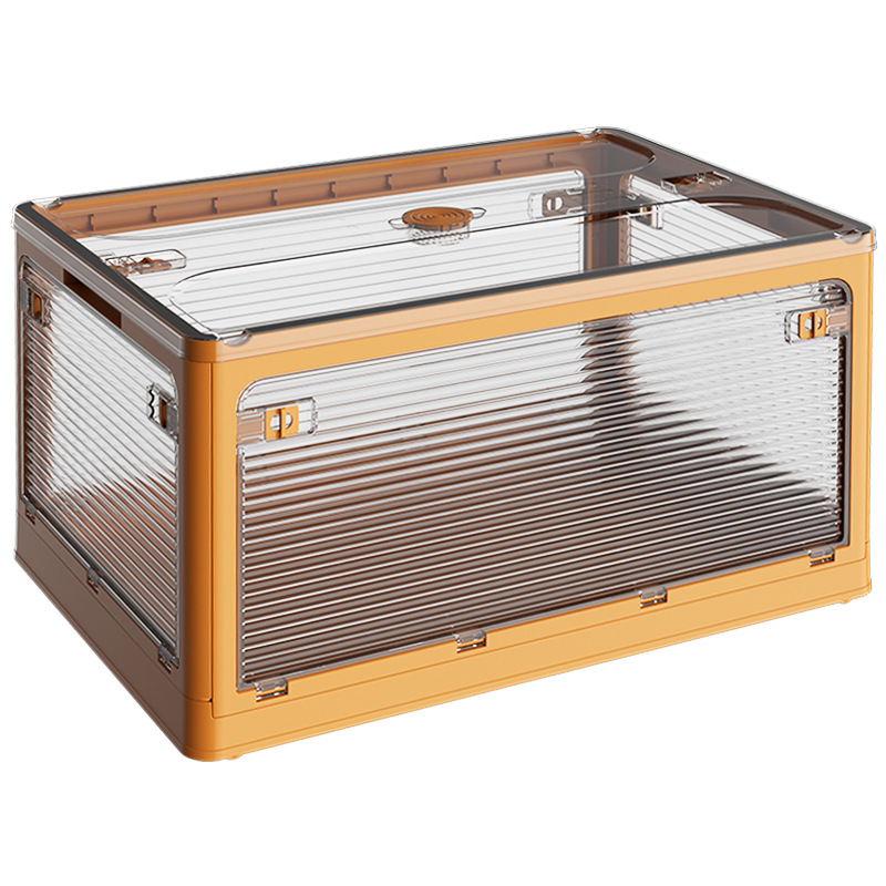 X102-9001 Folding storage box, transparent plastic wardrobe, clothes, toys, books storage box with wheels Item Picture