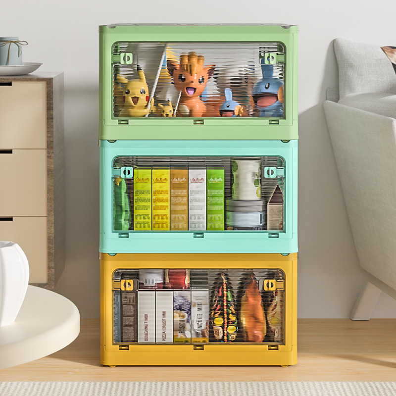 X102-9001 Folding storage box, transparent plastic wardrobe, clothes, toys, books storage box with wheels Application Scenario