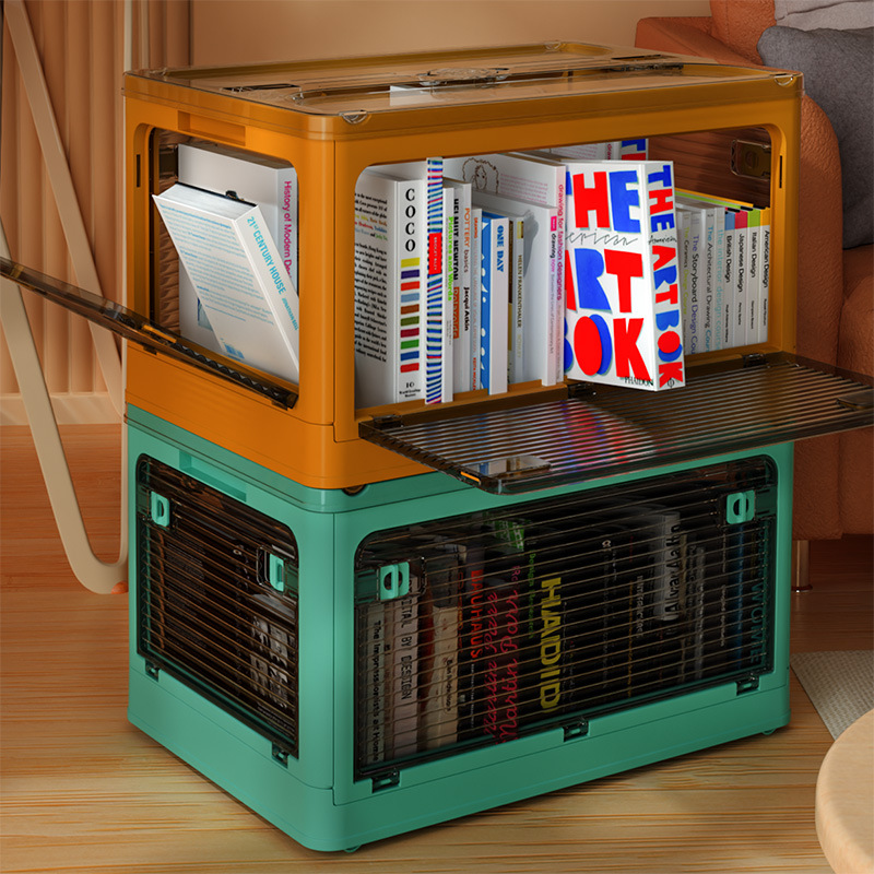 X102-9001 Folding storage box, transparent plastic wardrobe, clothes, toys, books storage box with wheels