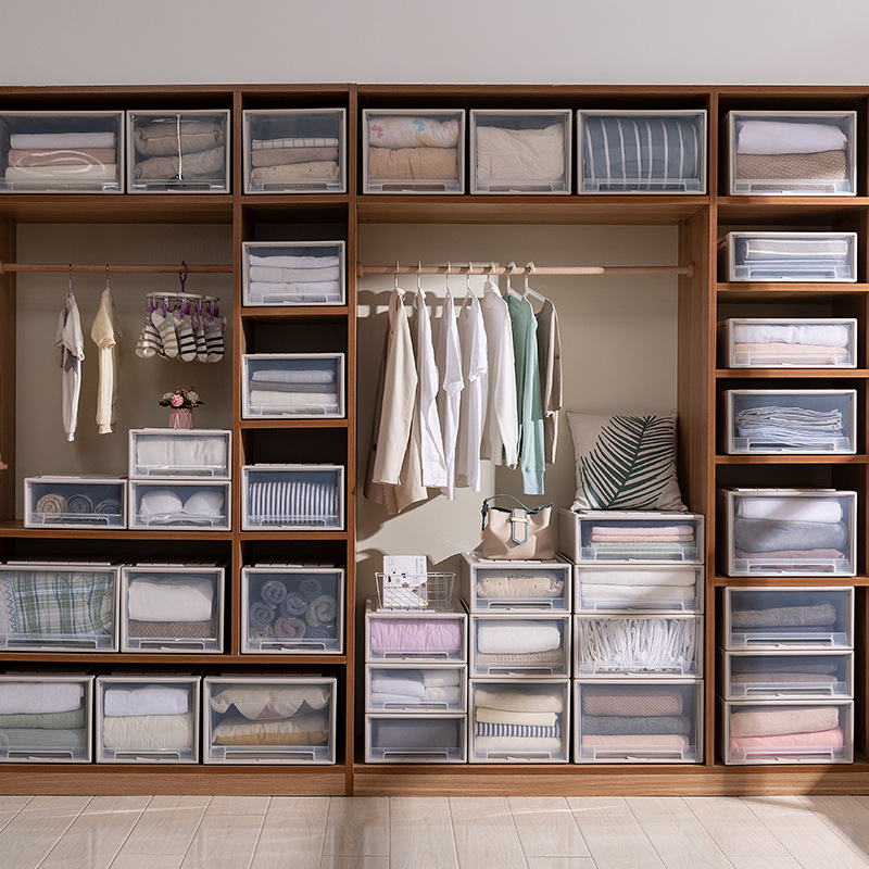 X102-8969 thickened extra-large plastic storage box, drawer-type organizing box, wardrobe wonder, clothes storage box