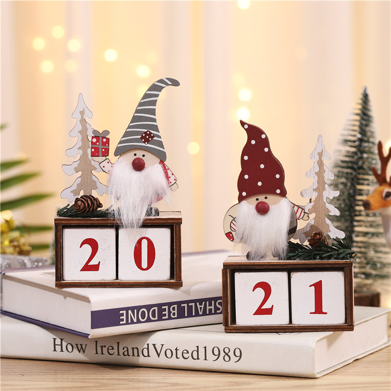New Christmas forest old man calendar decorations wooden DIY Christmas countdown calendar decorations