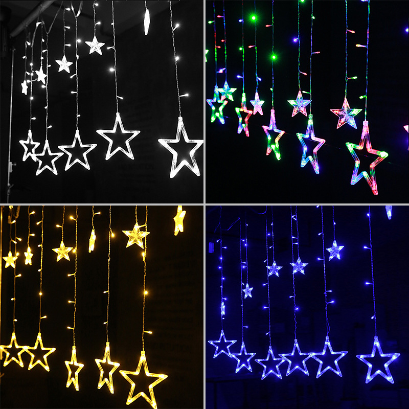 Christmas decorations LED little colored lights five-pointed star string Festive Christmas neon lights outdoor star lights