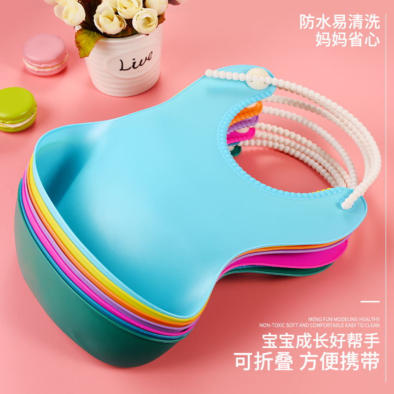 Baby silicone bib baby food bib baby saliva towel baby food pocket 3d waterproof bib free washing