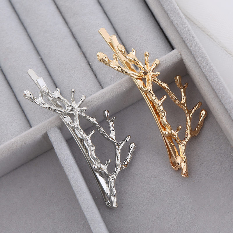 韩国超仙花枝金属发夹发卡网红树枝刘海侧边夹子鹿角一字夹发饰品