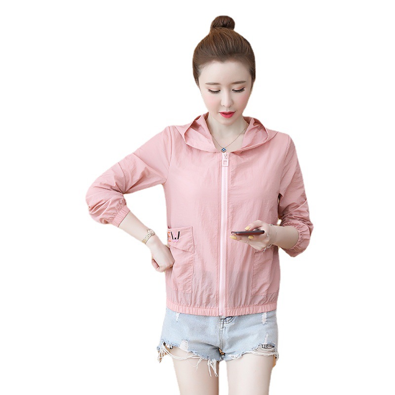 Embroidered English sun-protective clothing for girls in 2022, versatile sun-protective clothing for girls, student uniform in Korean style, thin and loose mesh jacket Item Picture