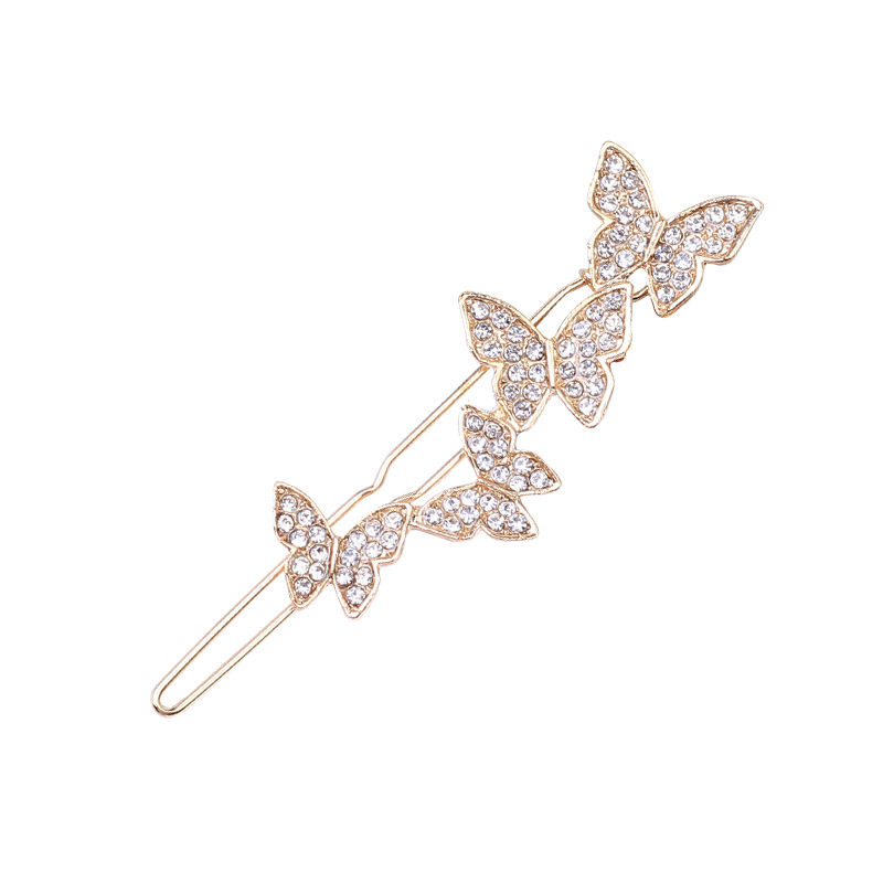 Yilier Hair accessory Factory Direct sales water diamond frog clip, women's metal note butterfly edge clip, bangs frog clip Item Picture