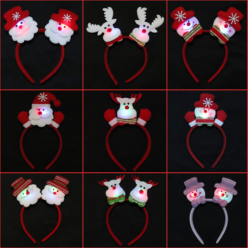 Christmas headband Christmas light hair clasp adult children ornament ornament old man snowman antler gift