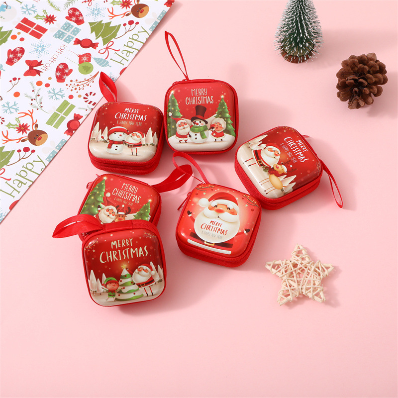 New Christmas tinplate coin purse Mini square coin purse Christmas kindergarten children's gift prizes