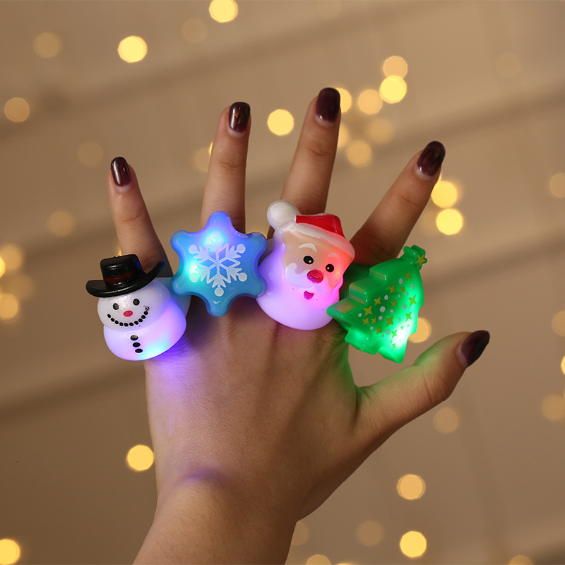 Christmas gifts gifts party finger lights glow toys old man Snowflake Christmas tree snowman ring