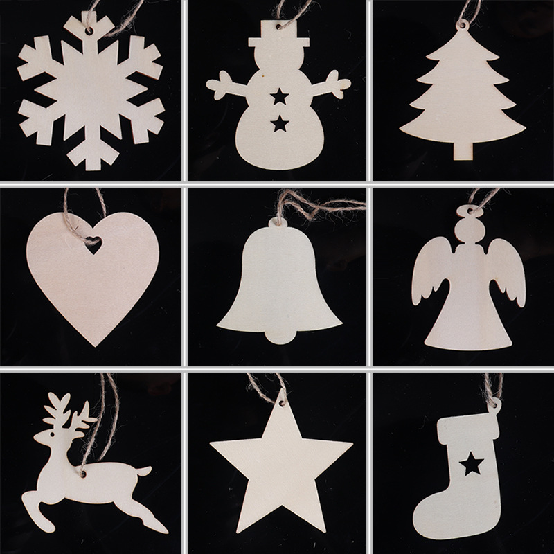 Christmas decorations wooden Christmas tree decorations kindergarten pendant home pendant pack of 10 pieces