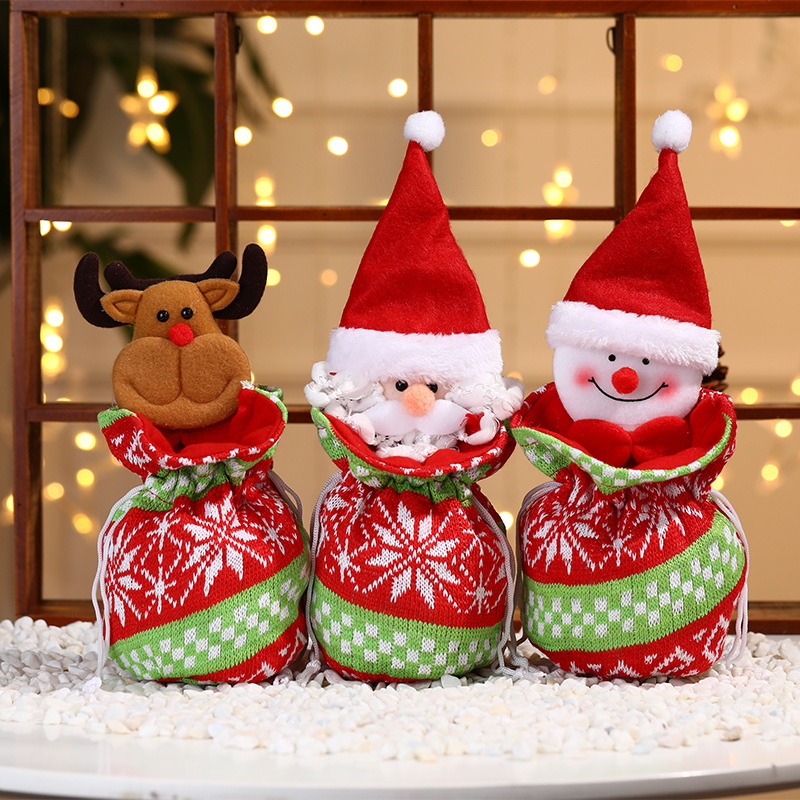 Christmas Kids Gift bag New Christmas knit Apple bag Christmas Eve candy bag gift bag