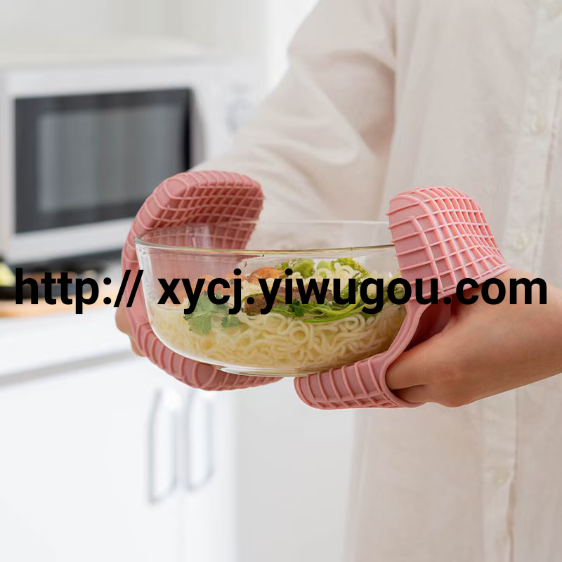 Heat-resistant gloves, heat-resistant hand covers, silicone kitchen heat-resistant oven gloves, baking high-temperature resistant thickened microwave gloves