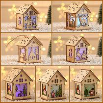Christmas decorations, Christmas lights, wooden house, hotel Christmas tree decorations, children's handmade DIY hangers