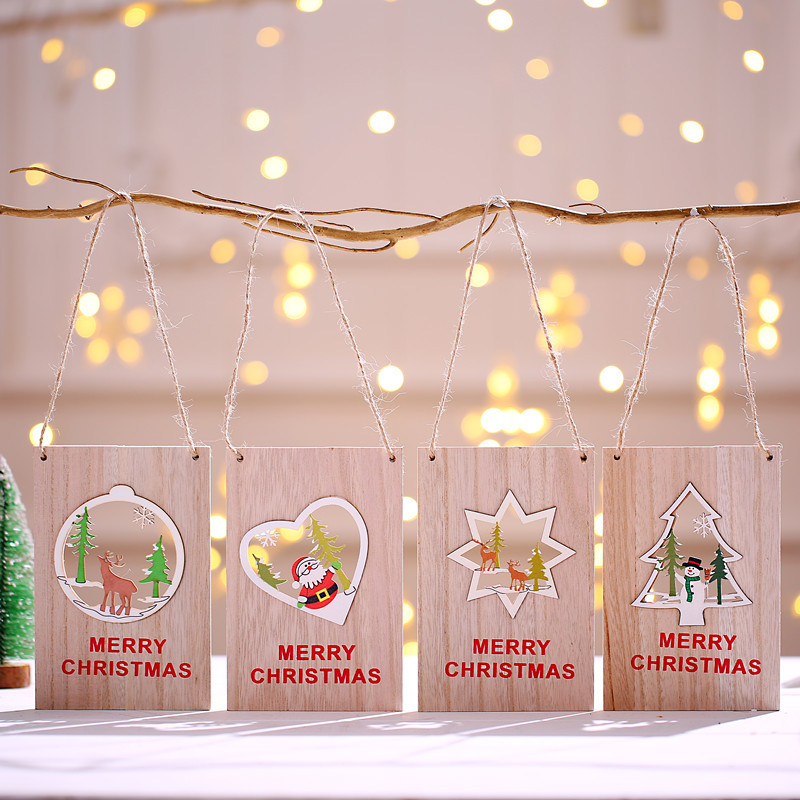 Christmas wooden colored doors, shopping malls, shop Windows, Christmas tree pendants, welcome cards, Christmas decorations