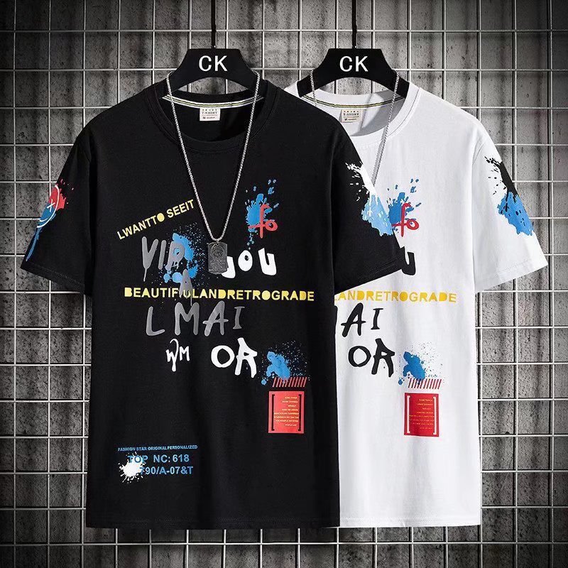 Short-sleeved T-shirt men's base layer, round-neck Korean-style contrasting color Japanese men's summer loose youth top wholesale Application Scenario