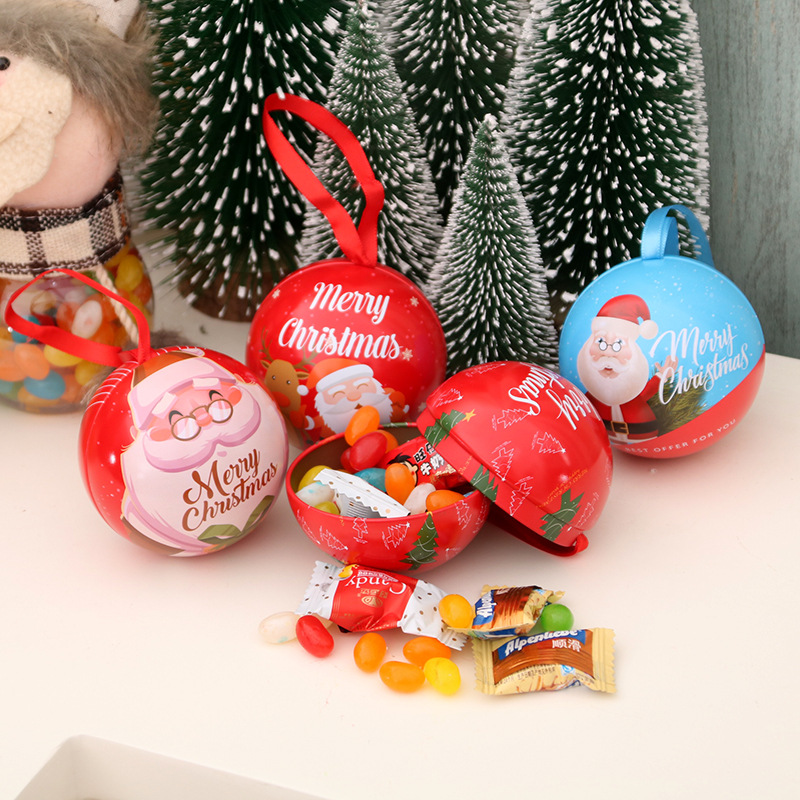 Christmas decorations Christmas tinplate ball box candy box children's gifts iron ball Christmas tree pendant