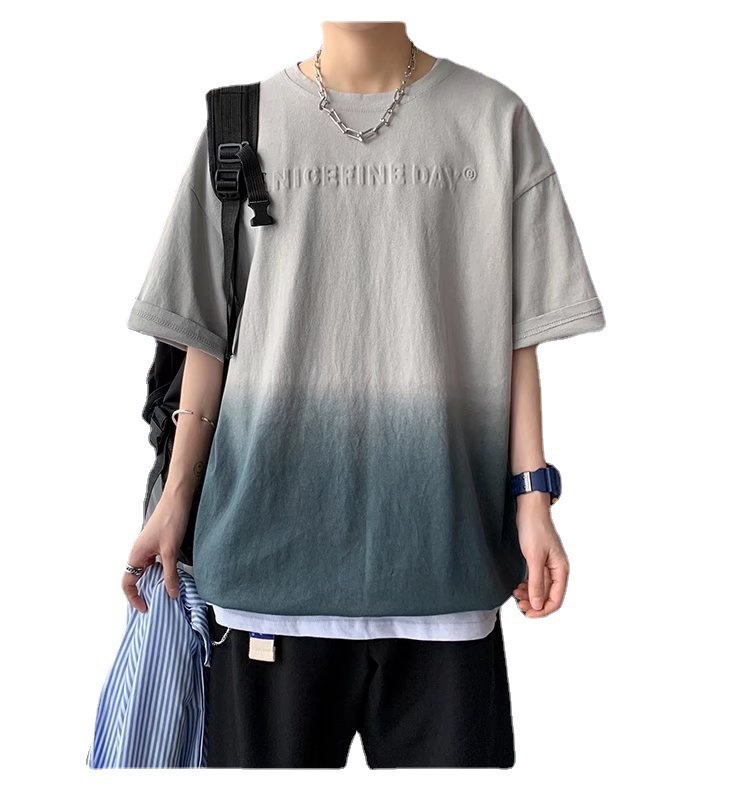 2022 New short-sleeved T-shirts for men's summer wear, trendy tops for students and youth, and round-neck base shirts for boys Item Picture