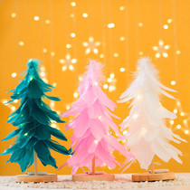 New mini Christmas tree decoration 30cm pink feather window decoration table decoration Christmas decorations