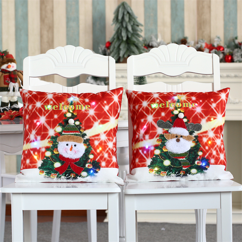 Luminous pillowcase, pillow, snowman, deer, home decoration items as Christmas gifts