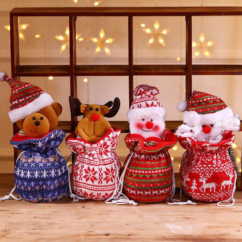 Christmas Kids Gift bag New Christmas knit Apple bag Christmas Eve candy bag gift bag