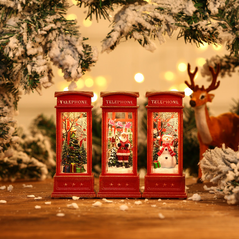 Christmas decorations old man snowman interior phone booth small oil lamp hotel KTV scene layout luminous ornaments