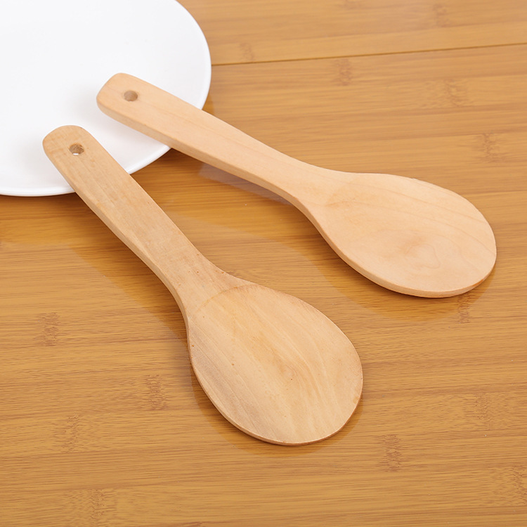 Origin and source: Kitchen utensils, wooden spoons, household wooden non-stick pans, wooden rice spoons, rice serving utensils, natural color wooden spoons Specification image