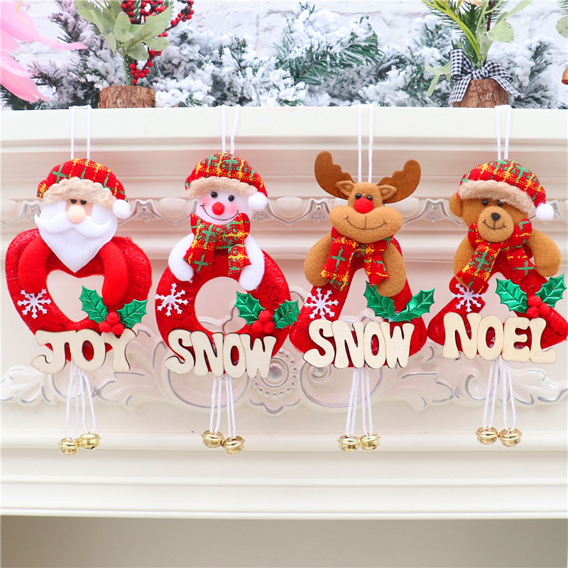 Christmas decorations Christmas tree pendants letters wooden boards old man snowman cloth hanging fireplace window bell hanging ornaments